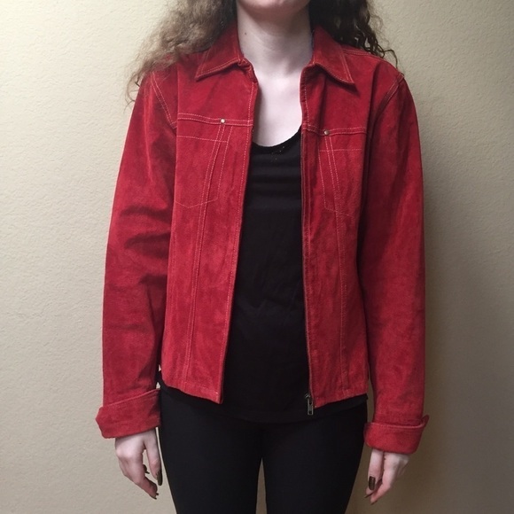 Vintage rust Suede jacket coat blazer red size Full Zip M - Picture 1 of 8